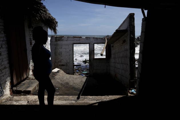 Tropical Storm Cristina hit Puerto Madero of Mexico TAPACHULA, MEXICO - JUNE 09: A woman observes the destruction left in the wake of Tropical Storm Cristina - in the coastal community of Puerto Madero, near Tapachula, Mexico, on Tuesday, June 09, 2026. The storm caused severe damage along the Mexican Pacific coast in the state of Chiapas, near the Guatemala border, where strong waves and storm surges impacted dozens of homes and restaurants, affecting hundreds of residents. Jose Torres Anadolu Tapachula Mexico. Editorial use only. Please get in touch for any other usage.  Copyright: x2026xAnadoluxJosexTorresx