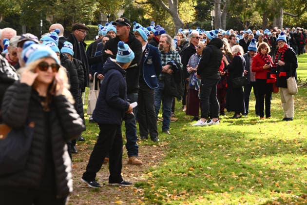 NEALE DANIHER STATE FUNERAL, Guests wait to enter the ground ahead of a State Funeral Service for Neale Daniher at the MCG, Melbourne, Wednesday, June 10, 2026. A state funeral will honour the life and extraordinary achievements of AFL great Neale Daniher, whose fight against MND inspired countless Australians. ( NO ARCHIVING MELBOURNE VICTORIA AUSTRALIA  Copyright: xJOELxCARRETTx 20260610158831755325