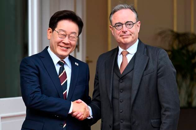 PM Bart De Wever meets South Korean President Lee Jae Myung BRUSSELS, BELGIUM - JUNE 10 : PM Bart De Wever meets South Korean President Lee Jae Myung on June 10, 2026 in Brussels, Belgium, 10 06 2026 Brussels Belgium  Copyright: xDidierxLebrunx