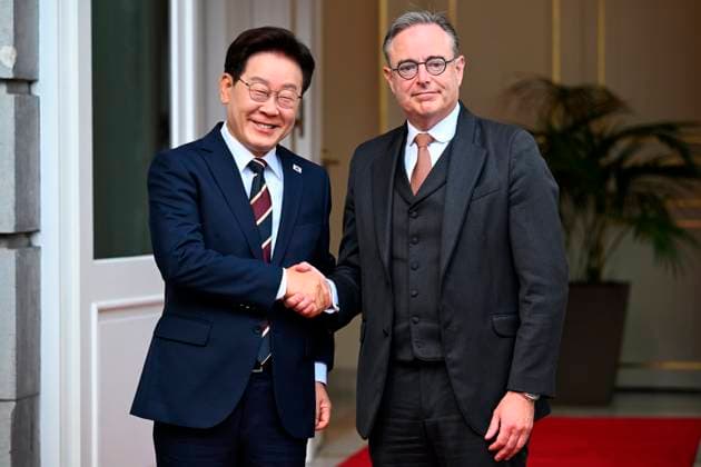 PM Bart De Wever meets South Korean President Lee Jae Myung BRUSSELS, BELGIUM - JUNE 10 : PM Bart De Wever meets South Korean President Lee Jae Myung on June 10, 2026 in Brussels, Belgium, 10 06 2026 Brussels Belgium  Copyright: xDidierxLebrunx