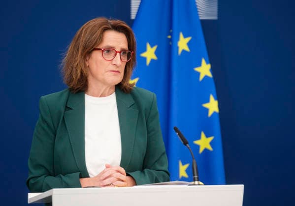 European Commission Imposes Interim Measures on Meta - Brussels Teresa Ribera Rodriguez, European Commissioner for the Green Deal, speaks to the media at the Berlaymont, headquarters of the European Commission in Brussels, Belgium on June 9, 2026, as the EU orders Meta to restore free access to WhatsApp for competing AI assistants, overturning a policy that blocked competition and favored its own service, Meta AI, while a full antitrust investigation into Meta s dominant position continues. Photo by Monasse T ANDBZ ABACAPRESS.COM Brussels Brussels-Capital Belgium  Copyright: xMonassexThierry ANDBZ ABACAx