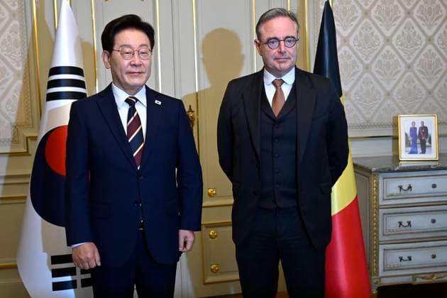 PM Bart De Wever meets South Korean President Lee Jae Myung BRUSSELS, BELGIUM - JUNE 10 : PM Bart De Wever meets South Korean President Lee Jae Myung on June 10, 2026 in Brussels, Belgium, 10 06 2026 Brussels Belgium  Copyright: xDidierxLebrunx