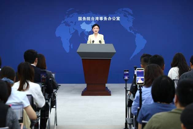 BEIJING, CHINA - JUNE 10: Zhang Han, spokesperson for the Taiwan Affairs Office of the State Council, speaks at a regular press conference on June 10, 2026 in Beijing, China.  Copyright: xChinaxNewsxServicex 111647312706