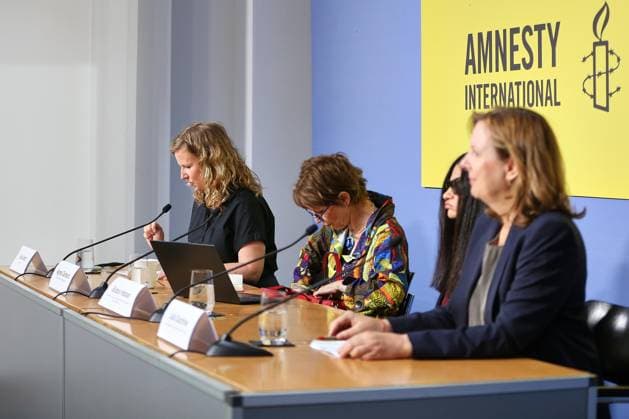 Berlin, Deutschland, 10.06.2026: Bundespressekonferenz: Pressekonferenz: Amnesty International Ethnische Säuberungen im Westjordanland: L-R Julia Jorch, Agnès Callamard, Budour Hassan, Julia Duchrow *** Berlin, Germany, 10 06 2026 Federal Press Conference Press Conference Amnesty International Ethnic cleansing in the West Bank L R Julia Jorch, Agnès Callamard, Budour Hassan, Julia Duchrow Copyright: xdtsxNachrichtenagenturx dts_122280