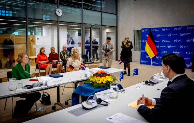10-06-2026 Queen Maxima and Elke Budenbender visited the International Criminal Court in The Hague on the 2nd day of the 3 day statevisit to the Netherlands. Â  Copyright: xPPEx