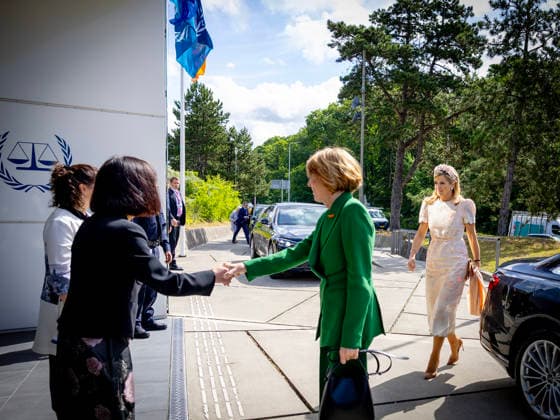 10-06-2026 Queen Maxima and Elke Budenbender visited the International Criminal Court in The Hague on the 2nd day of the 3 day statevisit to the Netherlands. Â  Copyright: xPPEx