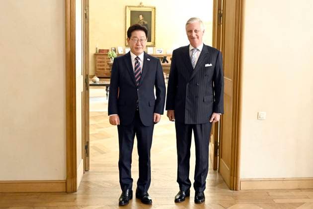 King Philippe receives the South Korean President Lee Jae Myung BRUSSELS, BELGIUM - JUNE 10 : King Philippe receives the South Korean President Lee Jae Myung in audience at the Royal Palace in Brussels on June 10, 2026 in Brussels, Belgium, 10 06 2026 Brussels Belgium  Copyright: xDidierxLebrunx