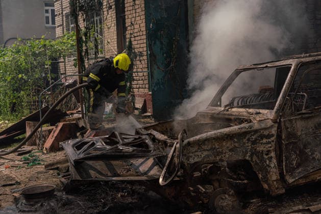 Aftermath of drone strike on Kharkiv Tax Inspectorate KHARKIV, UKRAINE – JUNE 10: Firefighters work at the site of a drone strike on the Payers Center of the Kharkiv Tax Inspectorate in Kharkiv, Ukraine, on June 10, 2026. Emergency crews responded to the scene to extinguish the fire following the attack. Carlo Bravo Anadolu Kharkiv Ukraine. Editorial use only. Please get in touch for any other usage.  Copyright: x2026xAnadoluxCarloxBravox