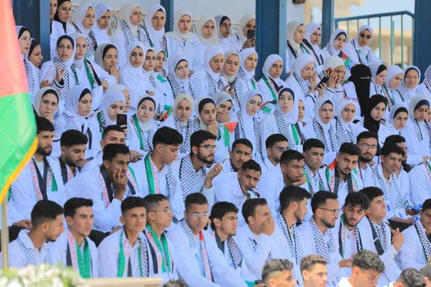 Nursing students hold white coat ceremony amid Gaza ruins Palestinian students from the Faculty of Nursing and Health Sciences at the University College of Applied Sciences take part in a White Coat Ceremony and Nursing Oath event amid the ruins of the college s buildings in Gaza City on June 10, 2026. The ceremony, attended by representatives of international and donor organizations, was held at the site of facilities destroyed during the war and marks the beginning of the students’ practical training in the health sector. Photo by Bilal Osama apaimages Gaza city Gaza Strip Palestinian Territory 100626_Gaza_BO_00(34) Copyright: xapaimagesxBilalxOsamax xapaimagesx
