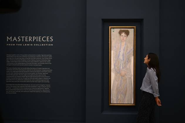Press preview held in London for the Lewis Collection LONDON, UNITED KINGDOM - JUNE 10: Gustav Klimt’s Bildnis Gertrud Loew (Gertha Felsovanyi) is seen, which is expected to sell for between £20 million and £30 million at auction in London, United Kingdom, on June 10, 2026. A press preview was held at Sotheby’s auction house in London for the Lewis Collection, valued at approximately £200 million and regarded as the most valuable private art collection ever to be offered at auction in the United Kingdom. Rasid Necati Aslim Anadolu London United Kingdom. Editorial use only. Please get in touch for any other usage.  Copyright: x2026xAnadoluxRasidxNecatixAslimx