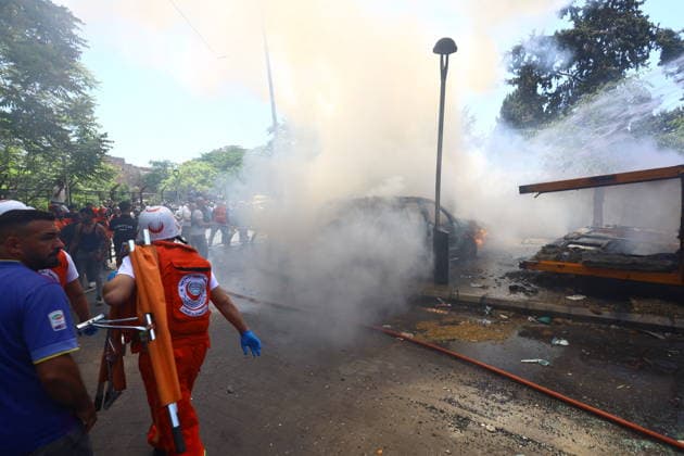 Israeli strikes target southern Lebanon despite ceasefire SIDON, LEBANON - JUNE 10: Firefighters work to extinguish a fire following an Israeli airstrike that targeted a vehicle in the city of Sidon, Lebanon on June 10, 2026. Israeli forces carried out airstrikes on areas in southern Lebanon despite the ceasefire, with a vehicle targeted in Sidon, causing a fire. Mohammad Abushama Anadolu Sidon Lebanon. Editorial use only. Please get in touch for any other usage.  Copyright: x2026xAnadoluxMohammadxAbushamax