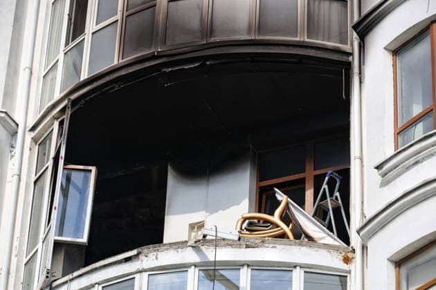 RECORD DATE NOT STATED Russian Drone Strike Damages Housing - Odesa A balcony of a multi-storey residential building damaged in a Russian drone attack on Odesa, Ukraine, on June 10, 2026. The Russian army attacked the city with strike drones. Residential buildings were damaged in the attack. Three people were injured, including two children Photo by Nina Liashonok Ukrinform ABACAPRESS.COM Odesa Ukraine  Copyright: xLyashonokxNina Ukrinform ABACAx