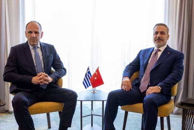 Hakan Fidan - Giorgos Gerapetritis meeting in Sofia??????? SOFIA, BULGARIA - JUNE 10: Turkish Foreign Minister Hakan Fidan meets with Greek Foreign Minister Giorgos Gerapetritis in Sofia, Bulgaria on June 10, 2026. Murat Gok Anadolu Sofia Bulgaria. Editorial use only. Please get in touch for any other usage.  Copyright: x2026xAnadoluxMuratxGokx
