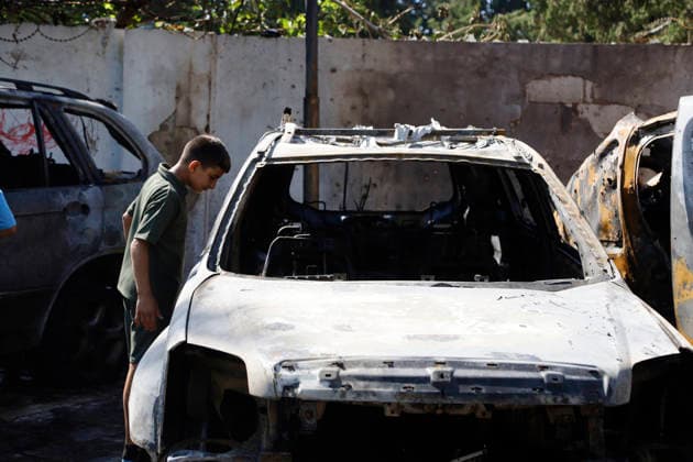 June 10, 2026, Saida, Saidon District, lebanon: An Israeli drone strike targeted a van in the Al-Bawaba Al-Fawqa area adjacent to the commercial market in central Sidon (Saida), southern Lebanon, killing two people and igniting a fire that spread to several nearby vehicles. The attack occurred near the Maronite Church and a fuel station in a densely populated civilian area. Emergency responders and civil defense teams recovered the victims and worked to extinguish the blaze, which damaged at least four neighboring cars. Saida lebanon - ZUMAb339 20260610_znp_b339_002 Copyright: xAbdulxKaderxAlxBayx