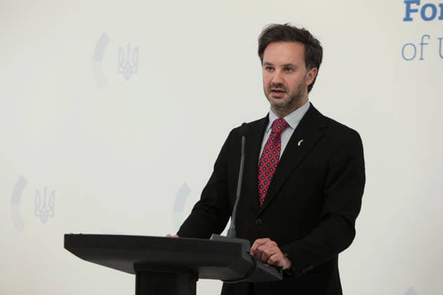 Spokesperson of the Ukrainian Ministry of Foreign Affairs Heorhii Tykhyi holds a briefing on Ukrainian-Polish relations and diplomatic solutions concerning defence and logistics, Kyiv, Ukraine, June 10, 2026. The official said that Ukraine was negotiating the transfer of a number of interceptor missiles that were nearing the end of their service life. (Photo by Hennadii Minchenko Ukrinform) Briefing of Ukrainian Foreign Ministry’s spokesperson in Kyiv  Copyright: xHennadiixMinchenkox