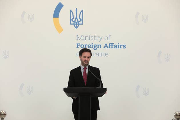 Spokesperson of the Ukrainian Ministry of Foreign Affairs Heorhii Tykhyi holds a briefing on Ukrainian-Polish relations and diplomatic solutions concerning defence and logistics, Kyiv, Ukraine, June 10, 2026. The official said that Ukraine was negotiating the transfer of a number of interceptor missiles that were nearing the end of their service life. (Photo by Hennadii Minchenko Ukrinform) Briefing of Ukrainian Foreign Ministry’s spokesperson in Kyiv  Copyright: xHennadiixMinchenkox