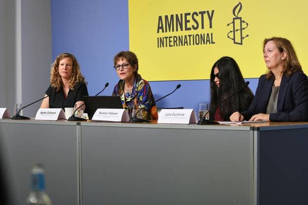 Berlin, Deutschland, 10.06.2026: Bundespressekonferenz: Pressekonferenz: Amnesty International Ethnische Säuberungen im Westjordanland: L-R Julia Jorch, Agnès Callamard, Budour Hassan, Julia Duchrow *** Berlin, Germany, 10 06 2026 Federal Press Conference Press Conference Amnesty International Ethnic cleansing in the West Bank L R Julia Jorch, Agnès Callamard, Budour Hassan, Julia Duchrow Copyright: xdtsxNachrichtenagenturx dts_122278