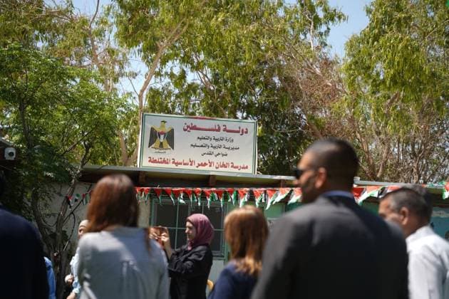 Diplomats visit Khan al-Ahmar amid concerns over displacement Arab and foreign ambassadors and consuls accredited to the State of Palestine, accompanied by Palestinian ministers, visit the village of Khan al-Ahmar, east of Jerusalem, on June 10, 2026, during a field tour organized by the Palestinian government to assess the conditions of residents facing the threat of displacement. Photo by Prime Minister Office apaimages Ramallah West Bank Palestinian Territory 100626_Jerusalem_PMO_00(1).jpeg Copyright: xapaimagesxPrimexMinisterxOfficex xapaimagesx