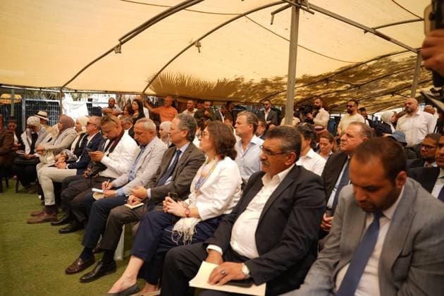 Diplomats visit Khan al-Ahmar amid concerns over displacement Arab and foreign ambassadors and consuls accredited to the State of Palestine, accompanied by Palestinian ministers, visit the village of Khan al-Ahmar, east of Jerusalem, on June 10, 2026, during a field tour organized by the Palestinian government to assess the conditions of residents facing the threat of displacement. Photo by Prime Minister Office apaimages Ramallah West Bank Palestinian Territory 100626_Jerusalem_PMO_00(2).jpeg Copyright: xapaimagesxPrimexMinisterxOfficex xapaimagesx