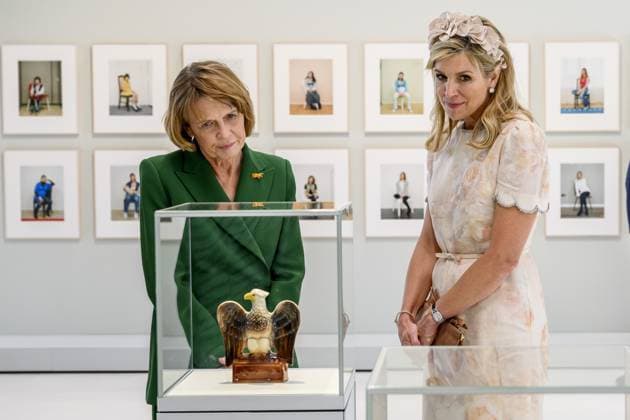 Rotterdam, The Netherlands, 2026-06-10 15:37:30 ROTTERDAM, 10-06-2026, Fenix At the invitation of His Majesty King Willem Alexander and Queen Maxima, the Federal President of Germany, Frank-Walter Steinmeier, is paying a state visit to the Netherlands. He is accompanied by his wife, Elke Büdenbender. PHOTO: NLBeeld Patrick van Emst In the photo: Fenix - Queen Maxima and Mrs. Büdenbender visit Fenix, the art museum about migration in Rotterdam. They receive a guided tour and speak with artists and staff. Credit: NL Beeld Patrick van Emst  Copyright: xx x