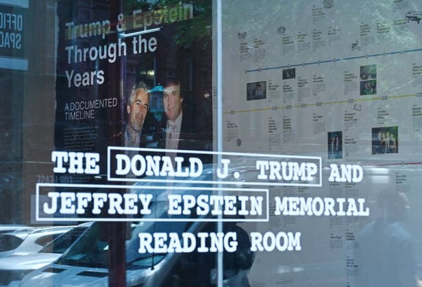 Trump Epstein Memorial Reading Room in Washington, DC Outside view of the Donald J. Trump and Jeffrey Epstein Memorial Reading Room, on June 10, 2026 in Washington, DC. The Reading Room is a temporary gallery where all of the Epstein-related documents released by the Department of Justice are in print. The room also contains a tribute to victims, artwork by survivor Maria Farmer, and a wall for visitors to leave their thoughts and reactions. Photo by Olivier Douliery ABACAPRESS.COM Washington DC United States  Copyright: xDoulieryxOlivier ABACAx