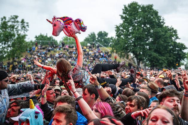 Fans of German electronicore band Electric Callboy enjoy the Rock for People music festival in Hradec Kralove, Czech Republic, June 10, 2026. (CTKxPhoto DavidxTanecek) CTKPhotoP2026061008079  CTKPhotoP2026061008079