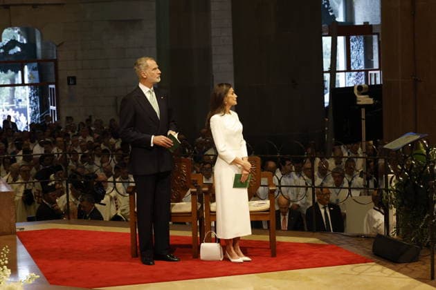 10-06-2026 Barcelona King Felipe and Queen Letizia attend a Holy Mass be led by Pope Leo XIV in the Basilica of the Sagrada Familia and the inauguration of the Jesus Christ tower in Barcelona. Â  Copyright: xPPEx