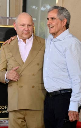Chris Meledandri, CEO, Illumination (L) is joined by Peter Chernin during an unveiling ceremony honoring Meledandri with the 2,848th star on the Hollywood Walk of Fame in Los Angeles on Wednesday, June 10, 2026.  LAP2026061020 JIMxRUYMEN
