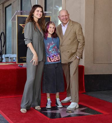 Actress Lake Bell, Nova Bell and Chris Meledandri, CEO, Illumination (L-R) attend an unveiling ceremony honoring Meledandri with the 2,848th star on the Hollywood Walk of Fame in Los Angeles on Wednesday, June 10, 2026.  LAP2026061024 JIMxRUYMEN