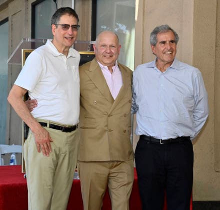 Tom Rothman, Chairman & CEO, Sony Pictures Motion Picture Group, Chris Meledandri, CEO, Illumination and Peter Chernin (L-R) attend an unveiling ceremony honoring Chris Meledandri with the 2,848th star on the Hollywood Walk of Fame in Los Angeles on Wednesday, June 10, 2026.  LAP2026061018 JIMxRUYMEN
