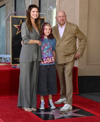 Actress Lake Bell, Nova Bell and Chris Meledandri, CEO, Illumination (L-R) attend an unveiling ceremony honoring Meledandri with the 2,848th star on the Hollywood Walk of Fame in Los Angeles on Wednesday, June 10, 2026.  LAP2026061023 JIMxRUYMEN