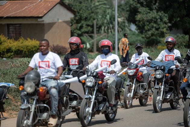 Demokratik Kongo Cumhuriyeti nde, Ebola salginina karsi farkindalik konvoyu BUNIA, DEMOCRATIC REPUBLIC OF THE CONGO - JUNE 10: Motorcycle riders take part in an awareness convoy organized by the World Health Organization (WHO) to educate the public about the Ebola virus in Bunia, Ituri province, Democratic Republic of the Congo, on June 10, 2026. Wearing t-shirts that read Stop Ebola in English and carrying banners with preventive health measures, the Congolese riders paraded through the city streets to raise community awareness amidst a recent outbreak of the Ebola strain. Stringer Anadolu Bunia Democratic Republic of the Congo. Editorial use only. Please get in touch for any other usage.  Copyright: x2026xAnadoluxStringerx