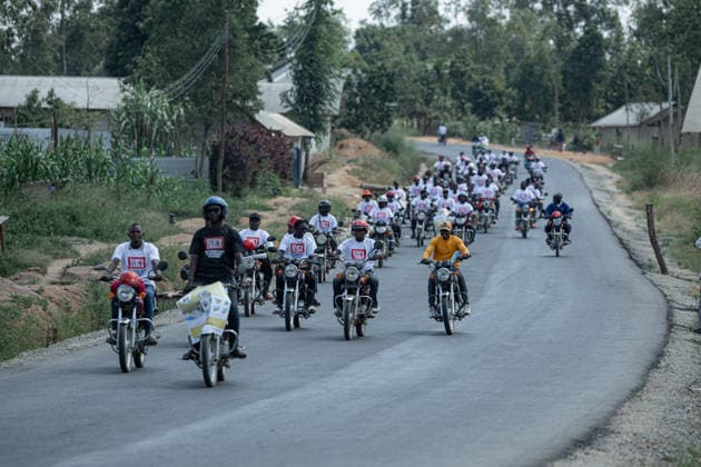 Demokratik Kongo Cumhuriyeti nde, Ebola salginina karsi farkindalik konvoyu BUNIA, DEMOCRATIC REPUBLIC OF THE CONGO - JUNE 10: Motorcycle riders take part in an awareness convoy organized by the World Health Organization (WHO) to educate the public about the Ebola virus in Bunia, Ituri province, Democratic Republic of the Congo, on June 10, 2026. Wearing t-shirts that read Stop Ebola in English and carrying banners with preventive health measures, the Congolese riders paraded through the city streets to raise community awareness amidst a recent outbreak of the Ebola strain. Stringer Anadolu Bunia Democratic Republic of the Congo. Editorial use only. Please get in touch for any other usage.  Copyright: x2026xAnadoluxStringerx