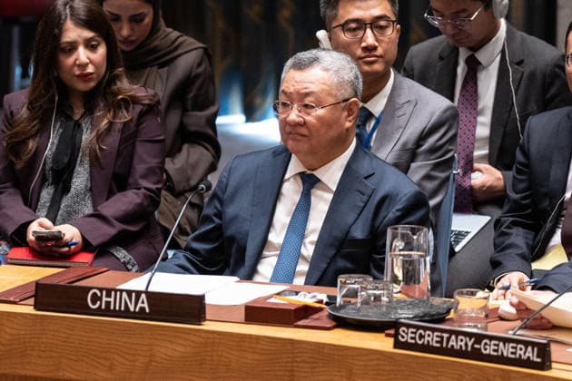 UNSC meeting on Advancing political solutions in the Middle East mediation and dialogue Ambassador Fu COng of China attends Security Council meeting on Advancing political solutions in the Middle East: mediation and dialogue for a lasting peace as Colombia is the President of Security Council for the month of June at UN Headquarters in New York, NY on June 10, 2026. New York New York United States Copyright: LevxRadin