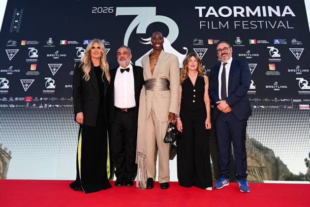 IPA85560854 - Taormina, 72nd Taormina Film Fest 2026 Day 1, red carpet. Pictured: Tiziana Rocca, Bernardo Campo, Paola Egonu, Elvira Amata, Felice Panebianco  Copyright: xManuelexMangiarottix xDxAvanzo Mangiarottix 85560854