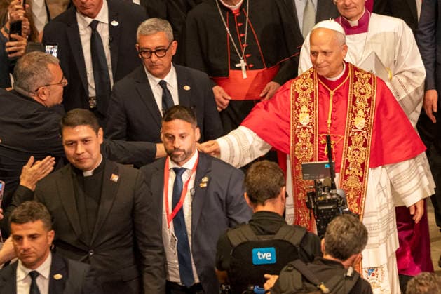Pope Leon XIV blesses the Tower of Jesus Christ. This historic solemn Eucharist in the Basilica of the Sagrada Familia, attended by the King and Queen of Spain, serves as the setting for the blessing and inauguration of the Tower of Jesus Christ, the central structure that makes the church the tallest church in the world, coinciding exactly with the centenary of the death of the architect Antoni Gaudi. June 10, 2026 (S.ViLLARROEL ALTERPHOTOS) (20260610408)