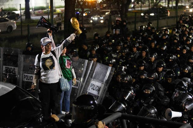 June 10, 2026, Mexico City, Mexico: Relatives of missing persons and search collectives took part in the Light Up the Search march from the rail station to the Banorte Stadium in Mexico City. The mobilization was part of a series of protests and actions organized in the context of the opening of the 2026 FIFA World Cup to draw attention to Mexico s disappearance crisis and demand truth, justice and effective search mechanisms. Mexico City Mexico - ZUMAl178 20260610_znp_l178_046 Copyright: xCristianxLeyvax