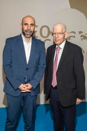 ABB LEOBAECK- Ahmad Mansour und Joseph Schuster, Praesident des Zentralrats der Juden in Deutschland bei der Verleihung des Leo-Baeck-Preises in den Wilhelm Studios am 10.06.2026 in Berlin Berlin Deutschland *** ABB LEOBAECK Ahmad Mansour and Joseph Schuster, President of the Central Council of Jews in Germany at the award ceremony of the Leo Baeck Prize at the Wilhelm Studios on 10 06 2026 in Berlin Berlin Germany
