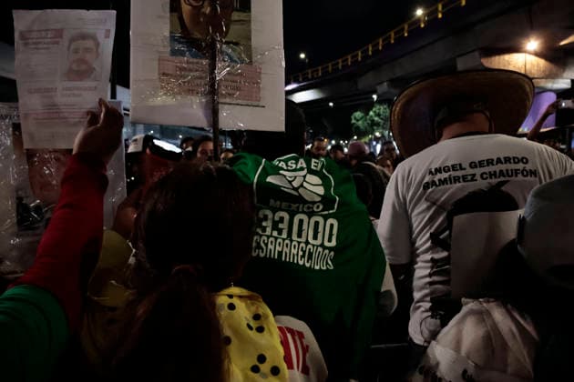 June 10, 2026, Mexico City, Cdmx, Mexico: Hours before the opening of the 2026 FIFA World Cup at Mexico City Stadium, hundreds of mothers, search collectives, and relatives of disappeared persons marched to try to reach the stadium. This proved impossible, as the government of Clara Brugada has spent several days erecting metal barriers and deploying hundreds of police officers a mile away from the stadium. Families of victims of enforced disappearance chanted slogans demanding that Mayor Claudia Sheinbaum acknowledge that there is a budget to host a large-scale sporting event, but no resources to search for the more than 133,000 disappeared persons. They argued that these families are doing the work of the Attorney General s Offices becaus - ZUMAp204 20260610_zip_p204_093 Copyright: xJosuexPerezx