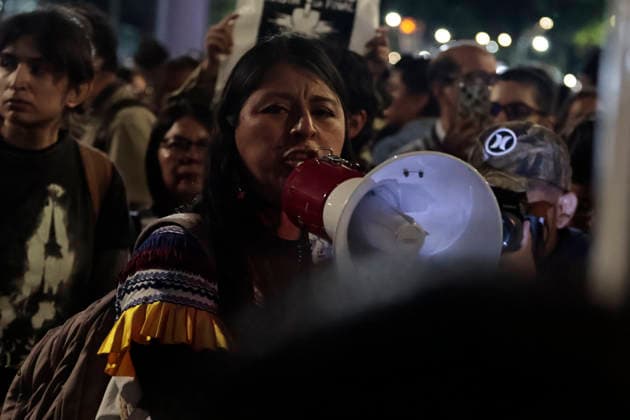 June 10, 2026, Mexico City, Cdmx, Mexico: Hours before the opening of the 2026 FIFA World Cup at Mexico City Stadium, hundreds of mothers, search collectives, and relatives of disappeared persons marched to try to reach the stadium. This proved impossible, as the government of Clara Brugada has spent several days erecting metal barriers and deploying hundreds of police officers a mile away from the stadium. Families of victims of enforced disappearance chanted slogans demanding that Mayor Claudia Sheinbaum acknowledge that there is a budget to host a large-scale sporting event, but no resources to search for the more than 133,000 disappeared persons. They argued that these families are doing the work of the Attorney General s Offices becaus - ZUMAp204 20260610_zip_p204_085 Copyright: xJosuexPerezx