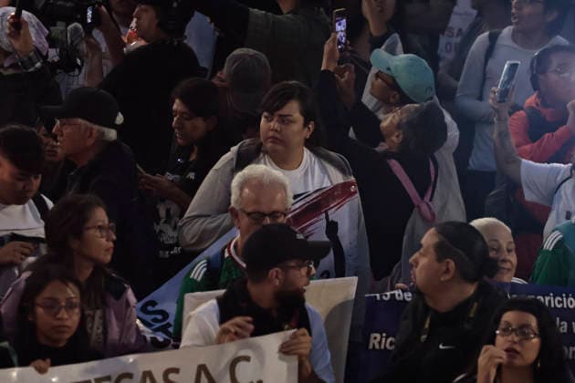 June 10, 2026, Mexico City, Cdmx, Mexico: Hours before the opening of the 2026 FIFA World Cup at Mexico City Stadium, hundreds of mothers, search collectives, and relatives of disappeared persons marched to try to reach the stadium. This proved impossible, as the government of Clara Brugada has spent several days erecting metal barriers and deploying hundreds of police officers a mile away from the stadium. Families of victims of enforced disappearance chanted slogans demanding that Mayor Claudia Sheinbaum acknowledge that there is a budget to host a large-scale sporting event, but no resources to search for the more than 133,000 disappeared persons. They argued that these families are doing the work of the Attorney General s Offices becaus - ZUMAp204 20260610_zip_p204_069 Copyright: xJosuexPerezx