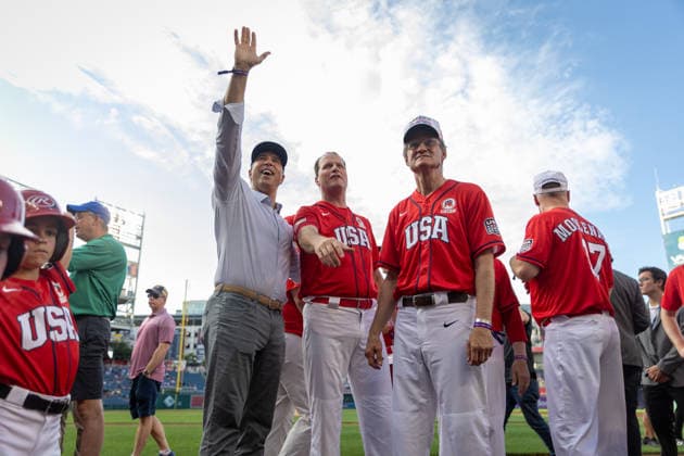 Congressional Baseball Game in Washington, DC WASHINGTON, DC - JUNE 10: Retired Yankee and Congressional candidate Mark Teixeira speaks with members of the Republican team ahead of the Congressional Baseball Game at Nationals Park in Washington, DC, United States, on June 10, 2026. Nathan Posner Anadolu Washington, DC United States. Editorial use only. Please get in touch for any other usage.  Copyright: x2026xAnadoluxNathanxPosnerx
