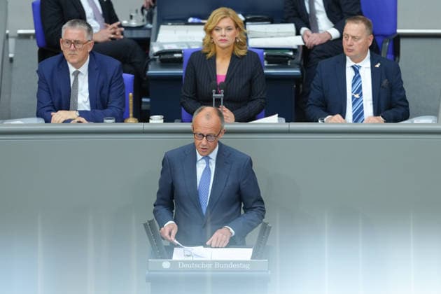 Deutscher Bundestag, 83. Plenarsitzung Sitzung Bundeskanzler Friedrich Merz (CDU) bei seiner Regierungserklaerung zum Europaeischen Ra bei der 83. Sitzung des Deutschen Bundestag in Berlin, 11.06.2026 Berlin Berlin Deutschland *** German Bundestag, 83 Plenary Session Session Federal Chancellor Friedrich Merz CDU during his government statement on the European Ra at the 83rd session of the German Bundestag in Berlin, 11 06 2026 Berlin Berlin Germany