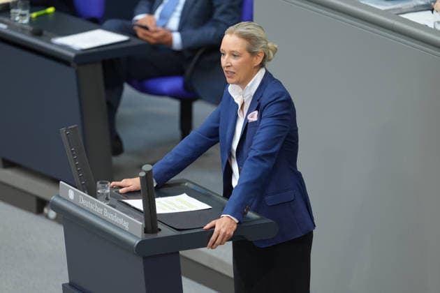 Deutscher Bundestag, 83. Plenarsitzung Sitzung Alice Weidel (AfD) bei ihrer Rede bei der 83. Sitzung des Deutschen Bundestag in Berlin, 11.06.2026 Berlin *** German Bundestag, 83 Plenary Session Session Alice Weidel AfD during her speech at the 83rd session of the German Bundestag in Berlin, 11 06 2026 Berlin
