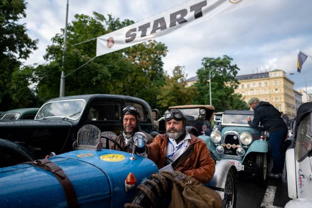 Start of the 1000 Miles of Czechoslovak event, historic cars ride from Prague to Bratislava and back in Prague, Czech Republic, June 11, 2026. (CTKxPhoto OndrejxDeml) CTKPhotoP2026061101995  CTKPhotoP2026061101995