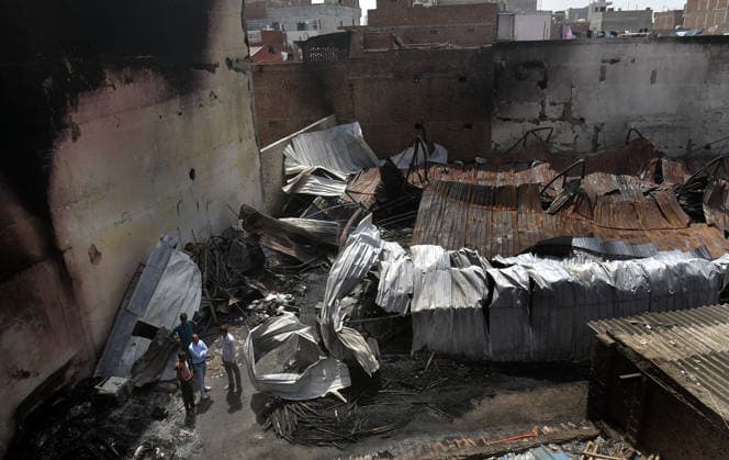 GHAZIABAD, INDIA - JUNE 10: A view of the S.S. Furniture Sofa Home factory after a fire that reportedly broke out due to a short circuit in the Sahibabad Industrial Area, on June 10, 2026 in Ghaziabad, India. The blaze gutted furniture stored in the factory and destroyed a car and a motorcycle. (Photo by Sakib Ali Hindustan Times ) Massive Fire Engulfed Furniture Factory In Ghaziabad’s Sahibabad Village