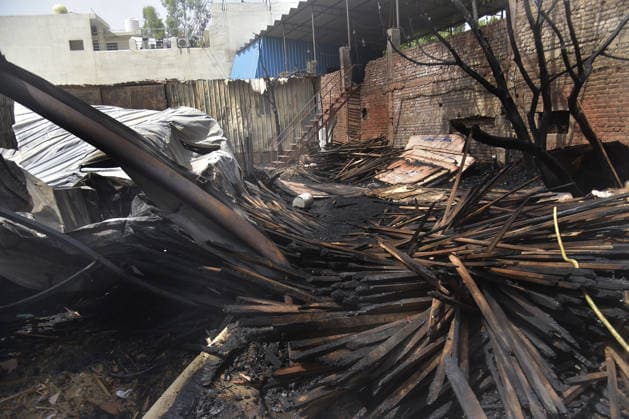 GHAZIABAD, INDIA - JUNE 10: A view of the S.S. Furniture Sofa Home factory after a fire that reportedly broke out due to a short circuit in the Sahibabad Industrial Area, on June 10, 2026 in Ghaziabad, India. The blaze gutted furniture stored in the factory and destroyed a car and a motorcycle. (Photo by Sakib Ali Hindustan Times ) Massive Fire Engulfed Furniture Factory In Ghaziabad’s Sahibabad Village
