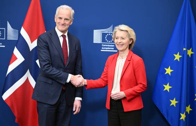 EU Commission President Ursula von der Leyen meets Norwegian Prime Minister Jonas Gahr Store in Brussels BRUSSELS, BELGIUM – JUNE 11: European Commission President Ursula von der Leyen (R) welcomes Norwegian Prime Minister Jonas Gahr Store (L) for talks in Brussels, Belgium, on June 11, 2026. Dursun Aydemir Anadolu Brussels Belgium. Editorial use only. Please get in touch for any other usage.  Copyright: x2026xAnadoluxDursunxAydemirx