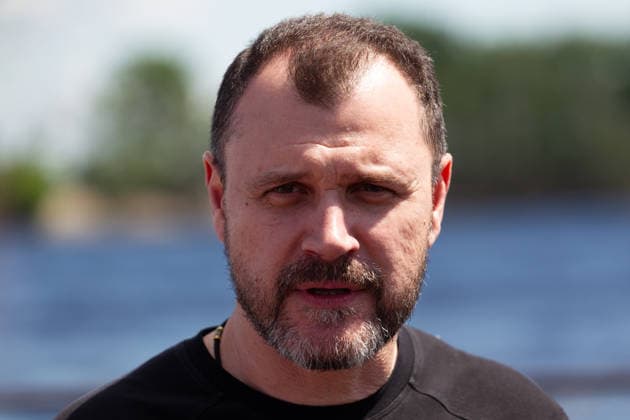 RECORD DATE NOT STATED Ihor Klymenko gives comments to journalists during large-scale special exercises of the State Emergency Service of Ukraine (SESU) aimed at practicing response procedures in the event of wartime and man-made emergencies, Ukraine, on June 9, 2026. During the drills, SESU units simulated the aftermath of attacks on civilian infrastructure, extinguished fires from the air, neutralized explosive hazards, and conducted complex search-and-rescue operations on water (Photo by Kyrylo Chubotin Ukrinform) SESU conducts comprehensive water and aerial emergency response drills  Copyright: xKyryloxChubotinx
