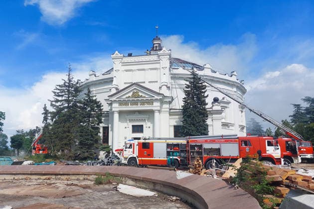 RUSSIA, SEVASTOPOL - JUNE 10, 2026: Damage from a fire caused by a drone strike on the Panorama Museum of the Defence of Sevastopol Sevastopol Russia  - ZUMAt113 20260610_zaa_t113_352 Copyright: xKarinaxSapunovax